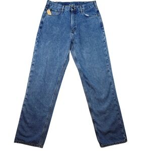 Carhartt B172 DST Flannel Lined Jeans Mens 36x36 Blue Excellent Relaxed Straight
